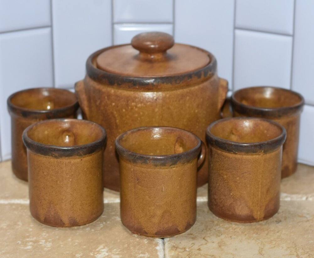LOT Nelson McCoy Pottery Mesa Canyon 1420S Tea / Coffee Canister & 8 Mugs